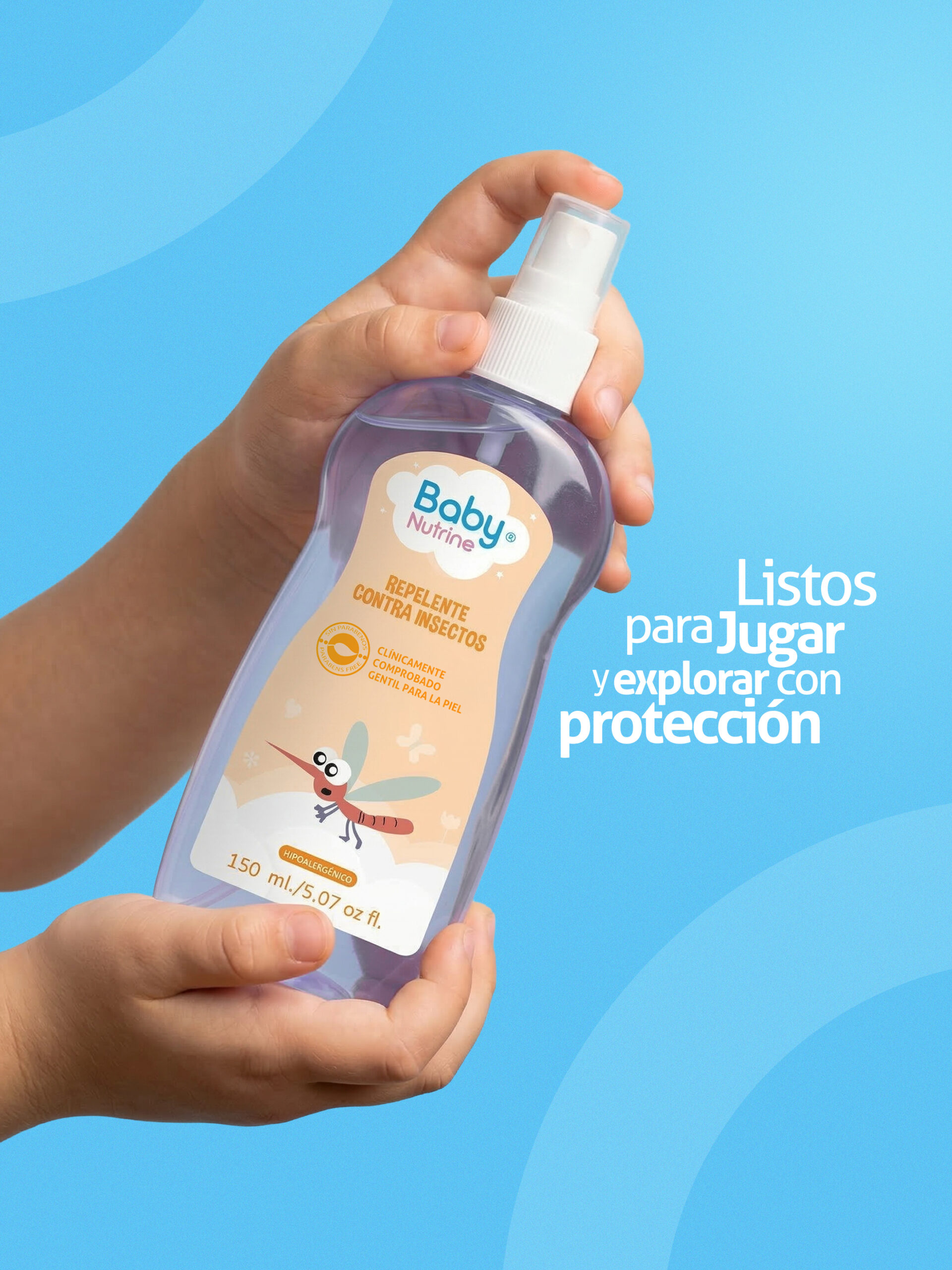 Repelente Baby Nutrine en manos de niño